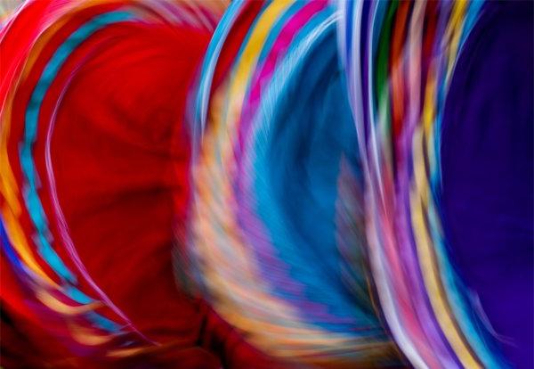 Colorful skirts in motion during a Monarcas dance.